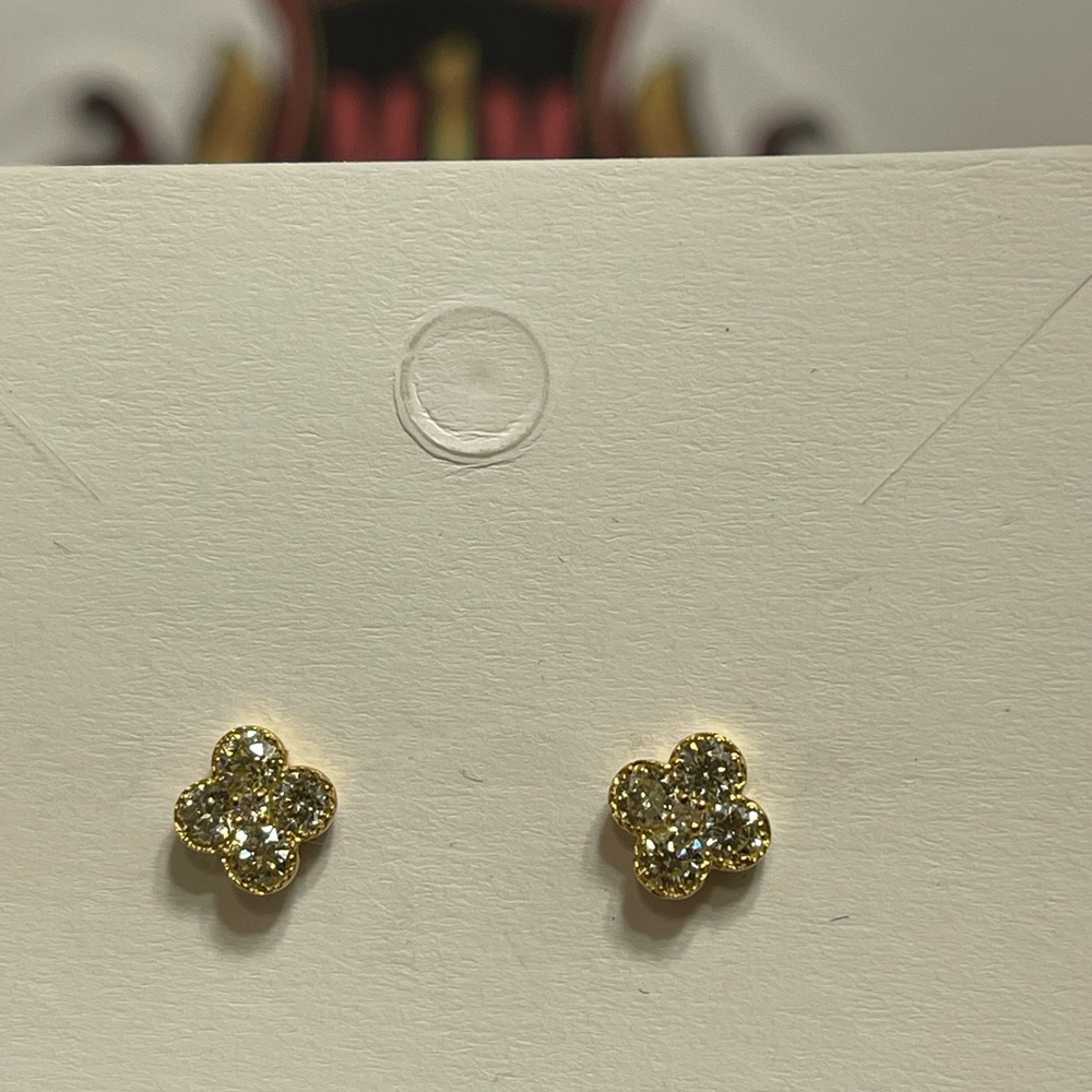 Gold Flower Stud Earrings 18 k